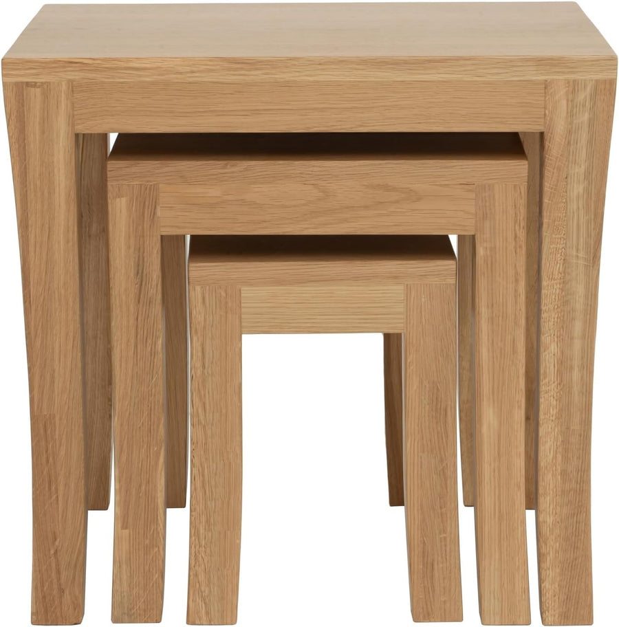 Oak Wood Nesting Coffee Tables Set 3 Curved Legs Rectangular Living Room Home