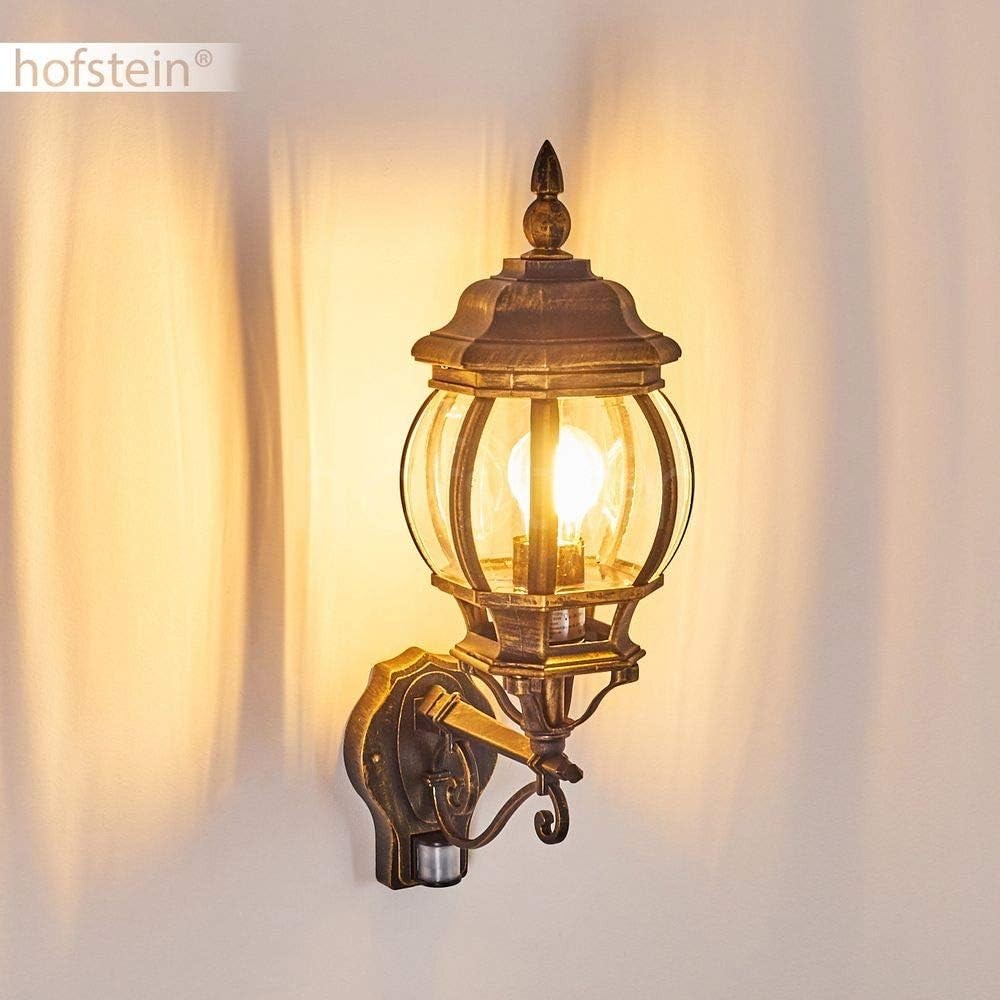 Outdoor Wall Lamp Lentua with Motion Detector, Vintage Cast Aluminum, E27 Socket