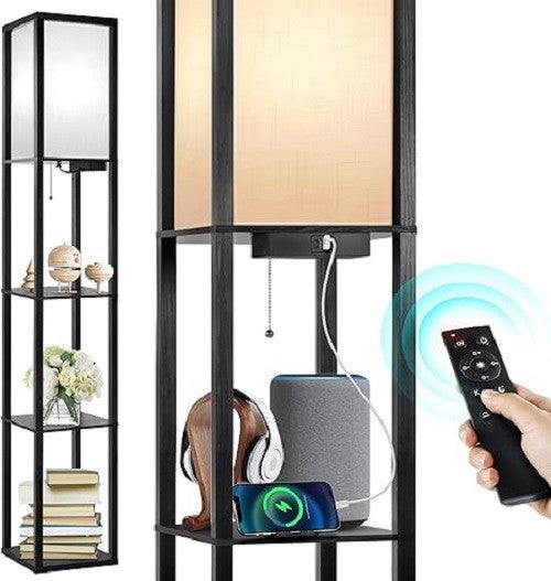 Floor Lamp Shelf Remote Dimmable LED Charging 4 Colour Light