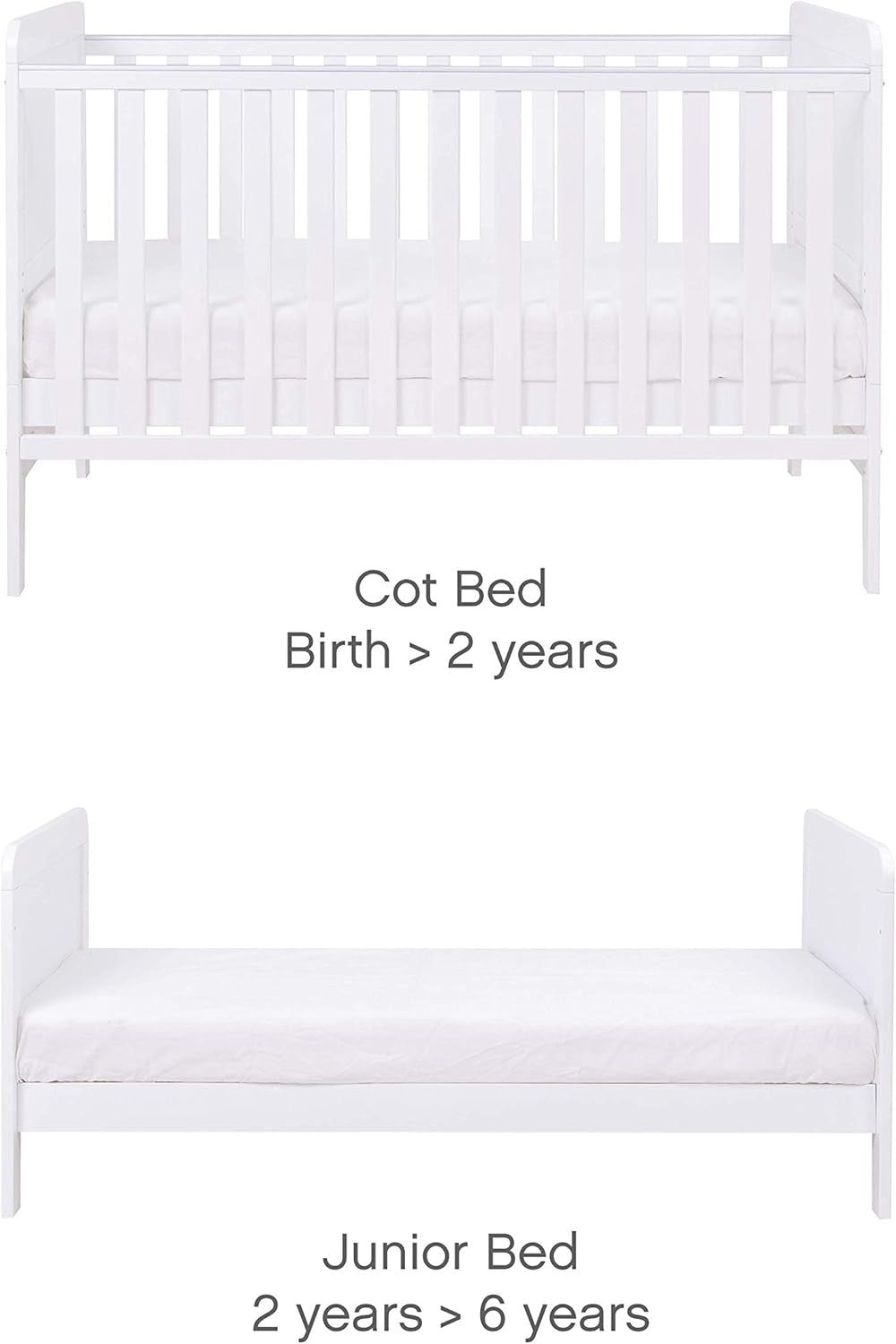 3pcs Nursery Furniture Set Cot Bed Wardrobe Chest Drawers Solid Wood White
