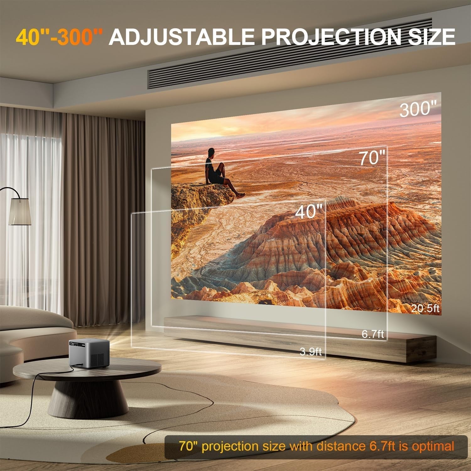1080P Smart Projector WiFi6 Bluetooth Auto Focus Dustproof