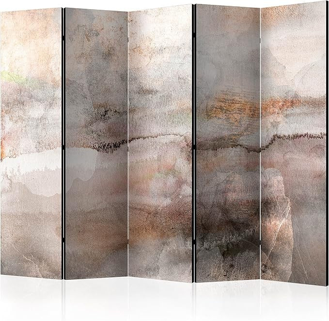 Abstract Beige 5 Panel Folding Room Divider Large Canvas Privacy Screen 225x172