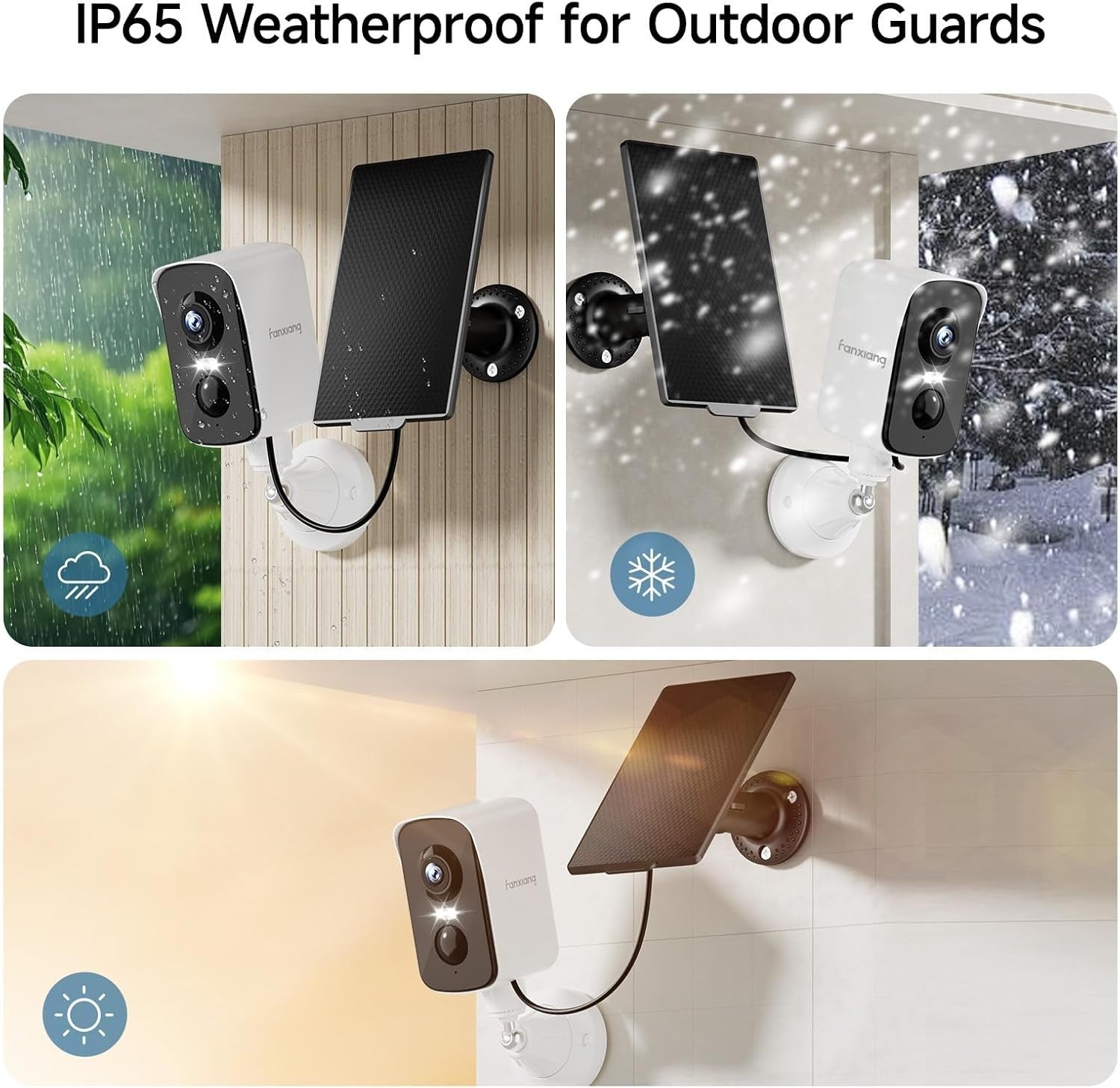 2K Solar Security Camera Wireless Outdoor WiFi 64GB AI Detection IP65
