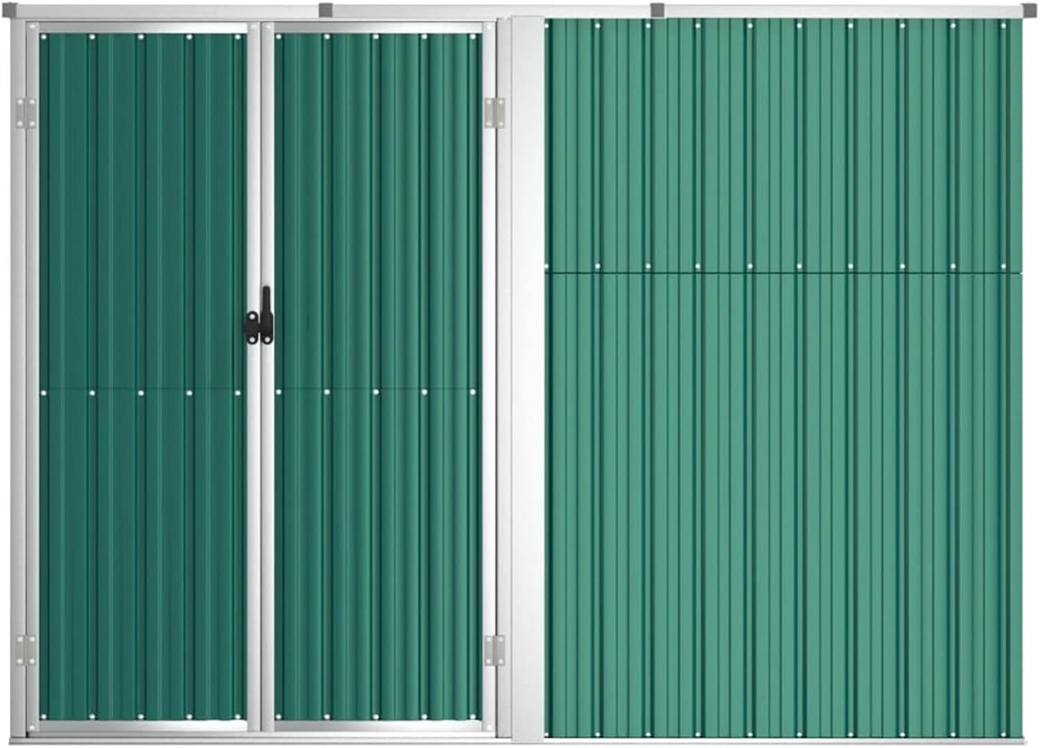 Outdoor Metal Garden Shed with Sloped Roof & Handle Green 225x89x161cm