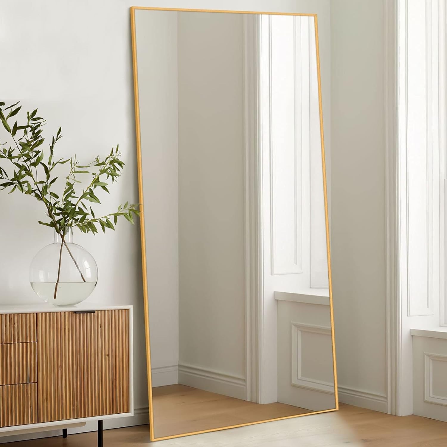 Large Full Length Mirror Gold Frame 69"x32" Wall Mount Floor Standing