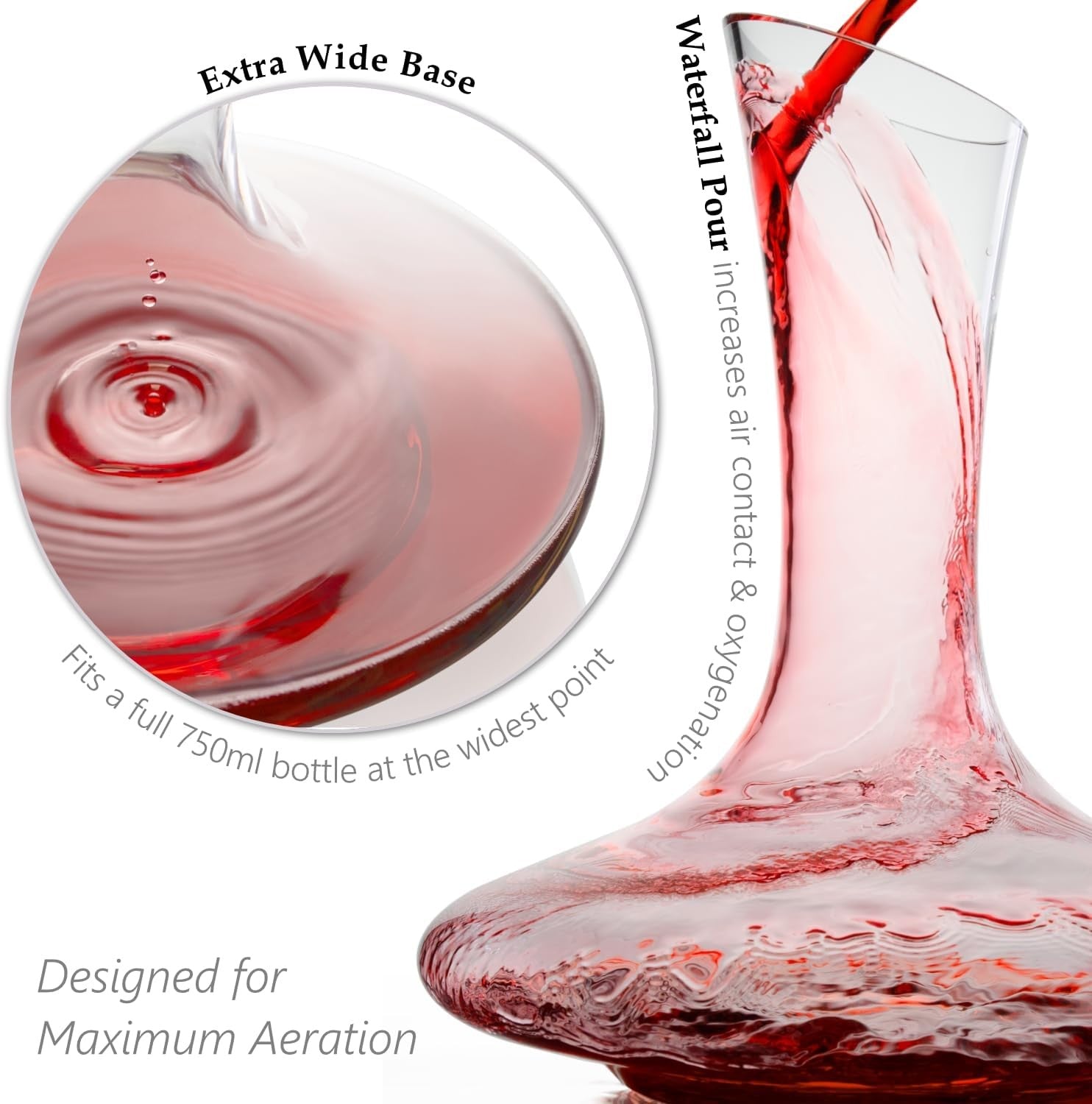 1.8L Crystal Wine Decanter with Cork Stopper & Cleaning Beads Gift Set