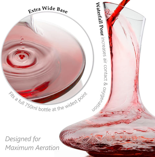 1.8L Crystal Wine Decanter with Cork Stopper & Cleaning Beads Gift Set