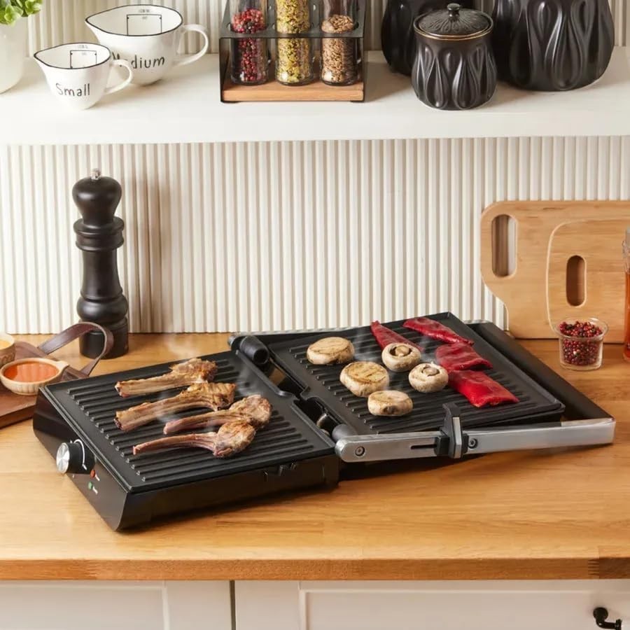 Commercial Panini Press 42.8x31x19.2cm Cast Iron Grill Sandwich Maker 2200W