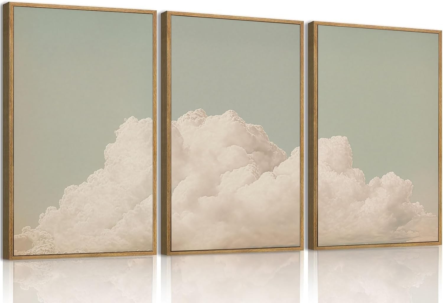 Framed Abstract Cloud Canvas Wall Art Set of 3 12x16in Decor