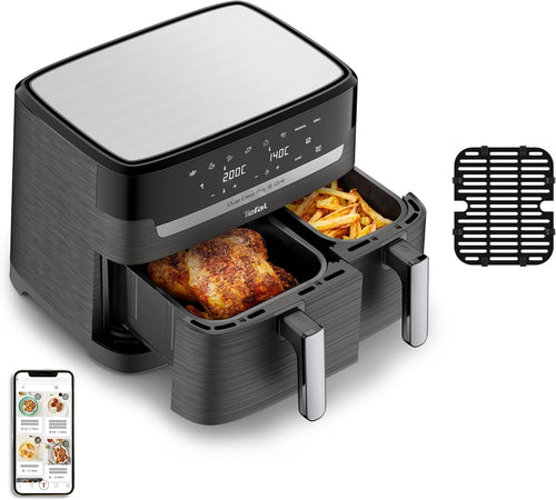 Dual Drawer Air Fryer Grill XXL 8.3L 8 Programs Stainless Steel Family Meals
