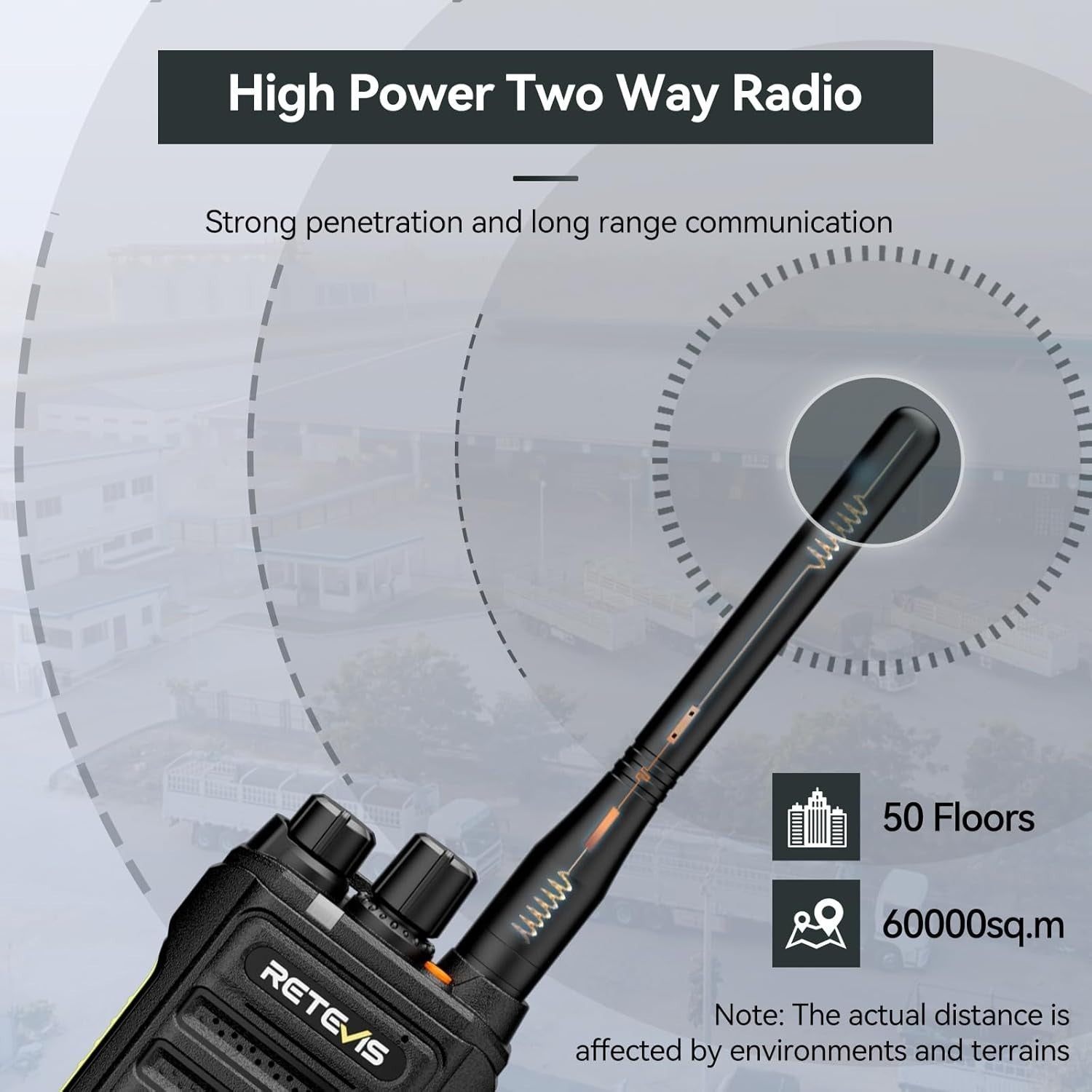 IP67 Waterproof Walkie Talkies Long Range LCD 16CH Heavy Duty 2 Pack
