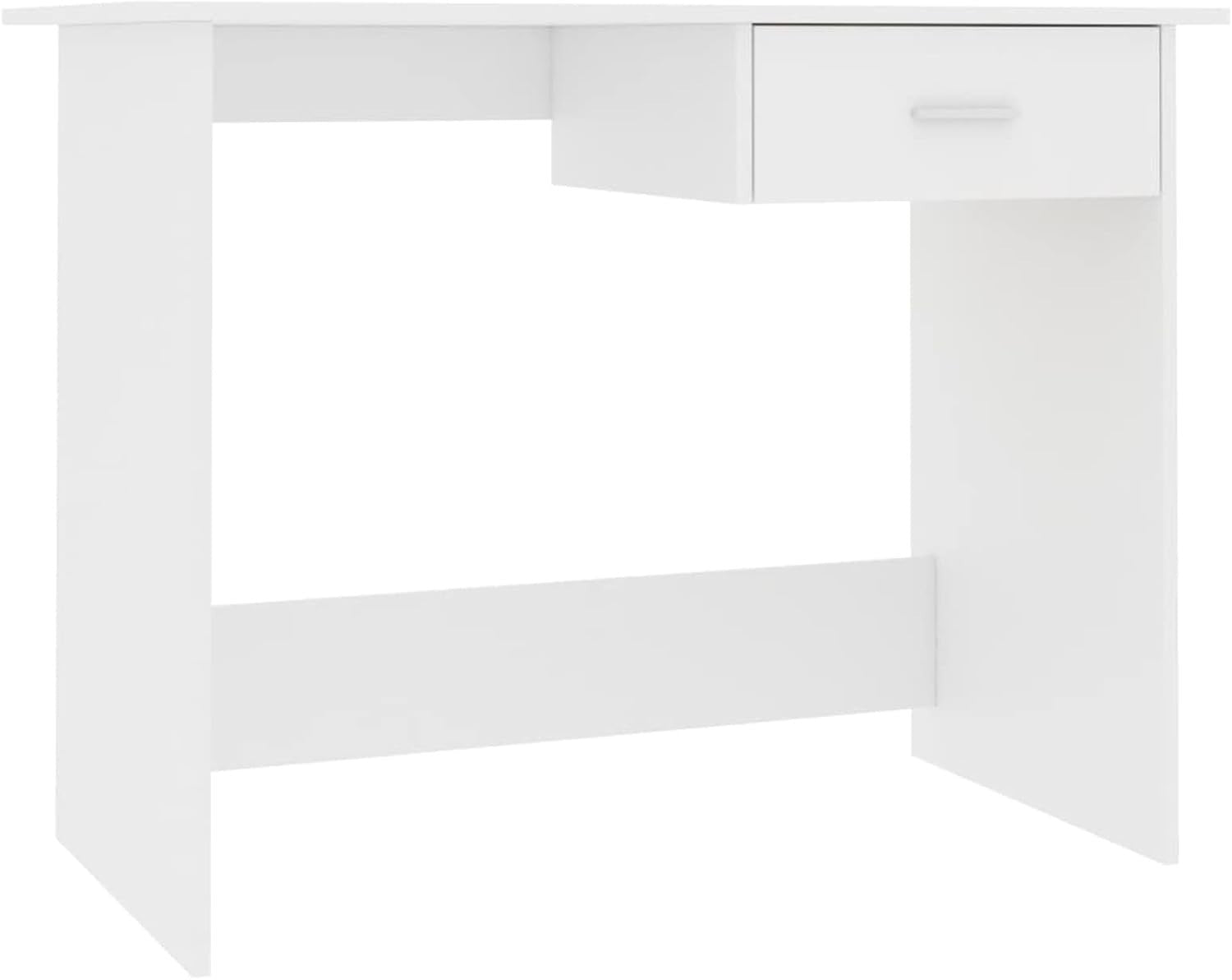 White Adjustable Desk with Drawer 100x50x76cm Modern Engineered Wood Table
