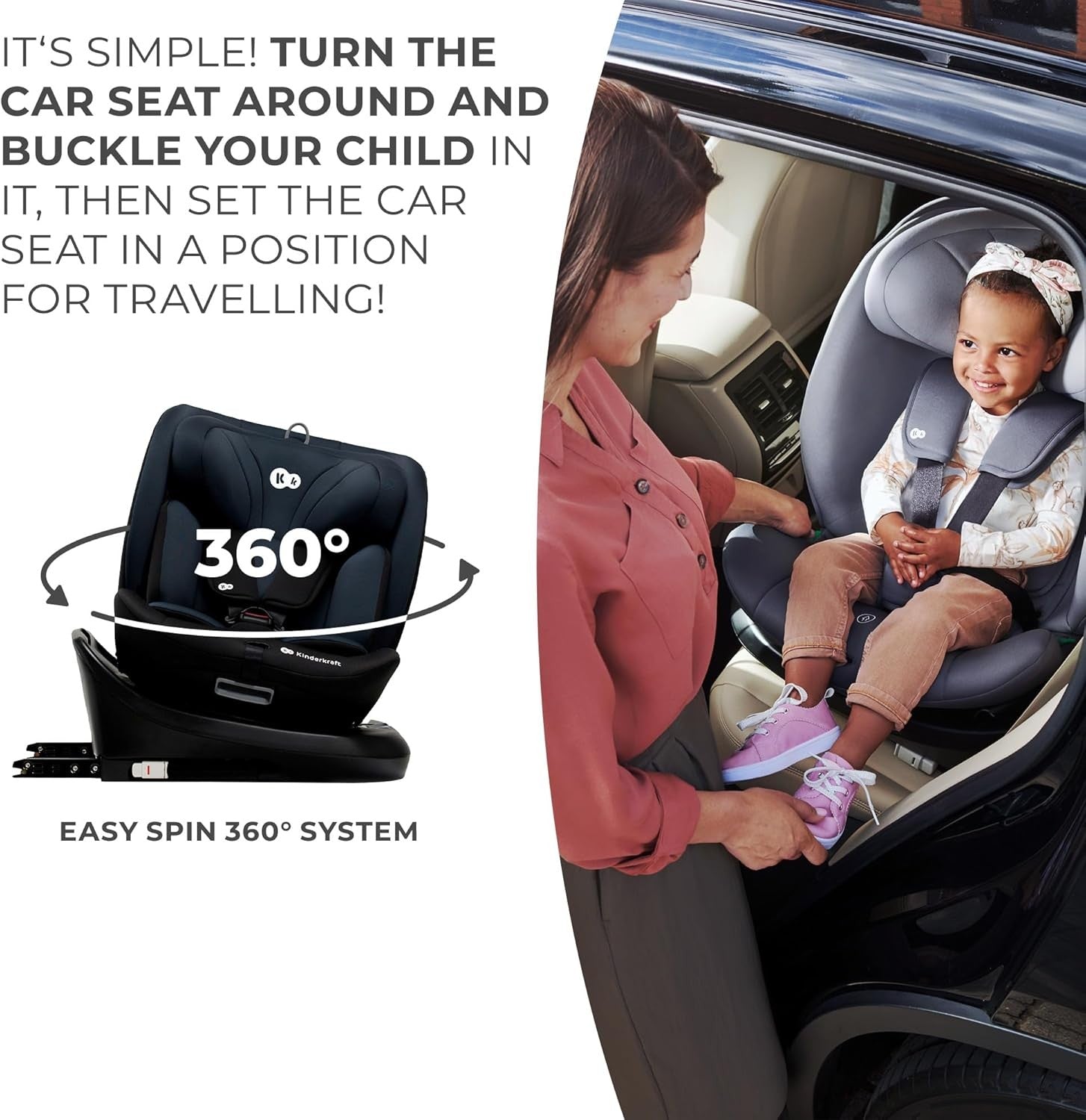 360° ISOFIX i-Size Rotating Car Seat 40–150cm Birth–12y RWF & FWF
