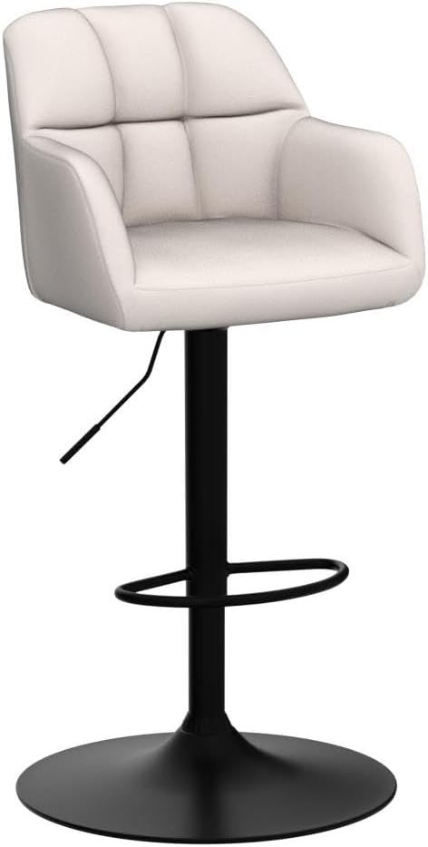 Set of 2 Velvet Swivel Bar Stools Adjustable Height Beige