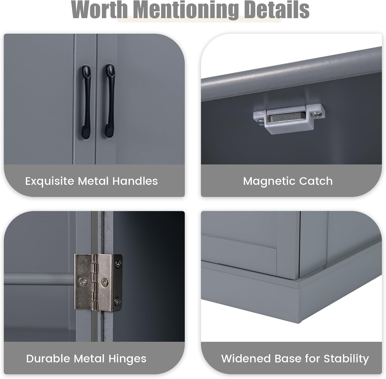 Grey 60x40x120cm Kitchen Cupboard Pantry Cabinet Adjustable Shelves