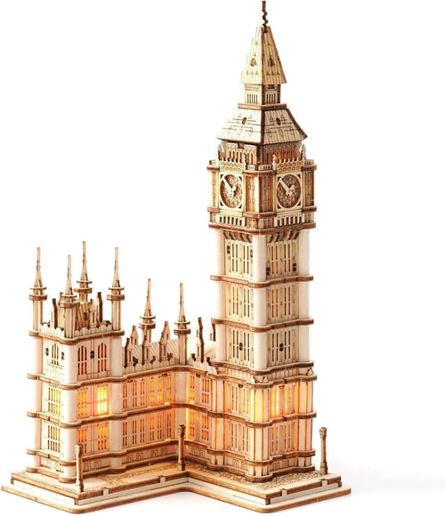 3D Wooden Big Ben Puzzle Kit Adults DIY Model Light-Up Tower Gift Set