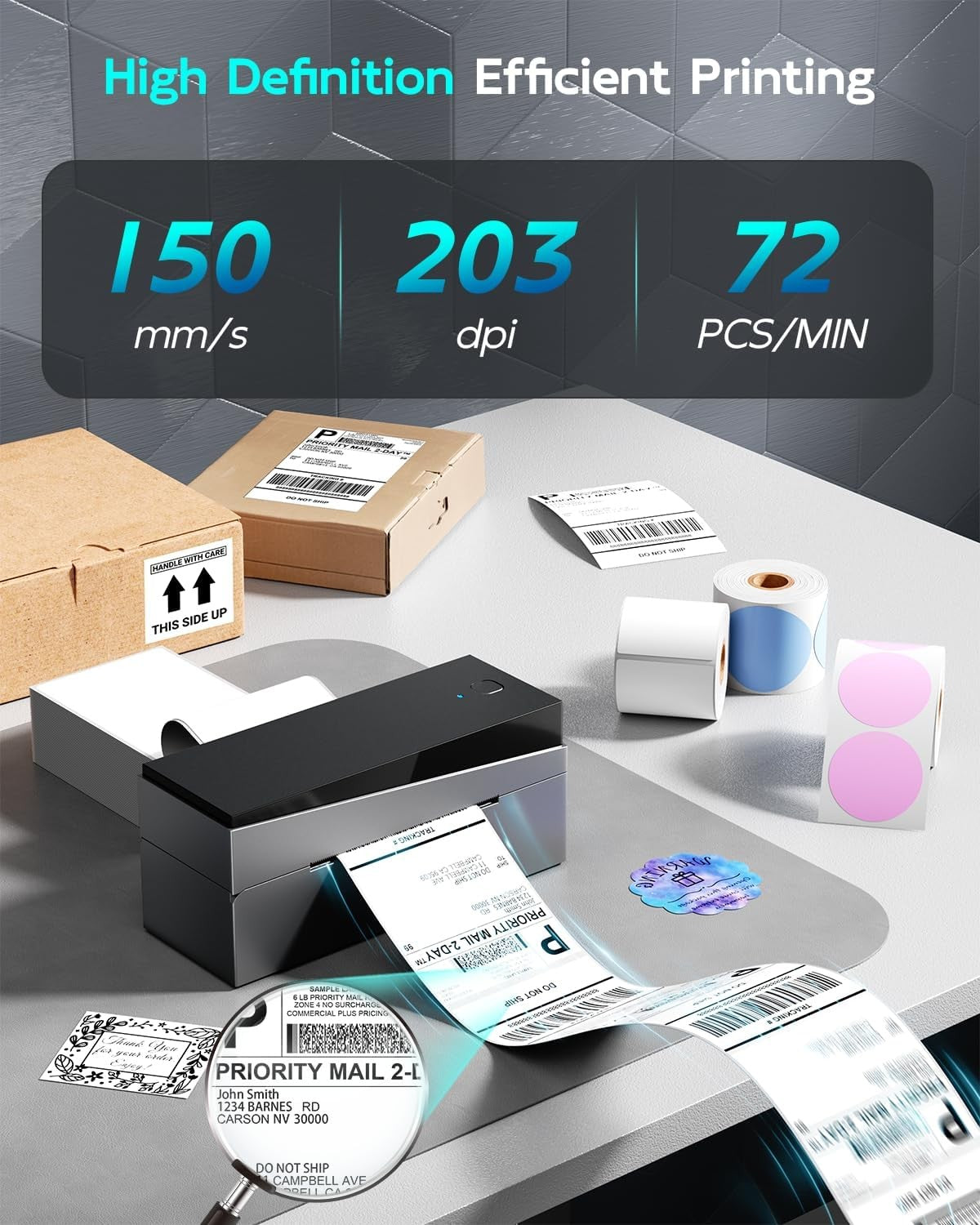 4x6 Bluetooth Thermal Label Printer Shipping Inkless USB