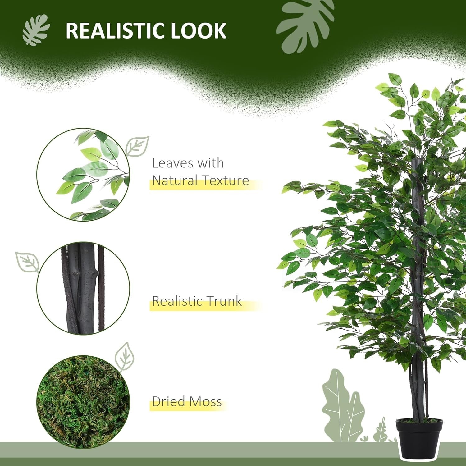 Artificial Banyan Tree 145cm Faux Green Plant Potted Indoor Home Garden Decor