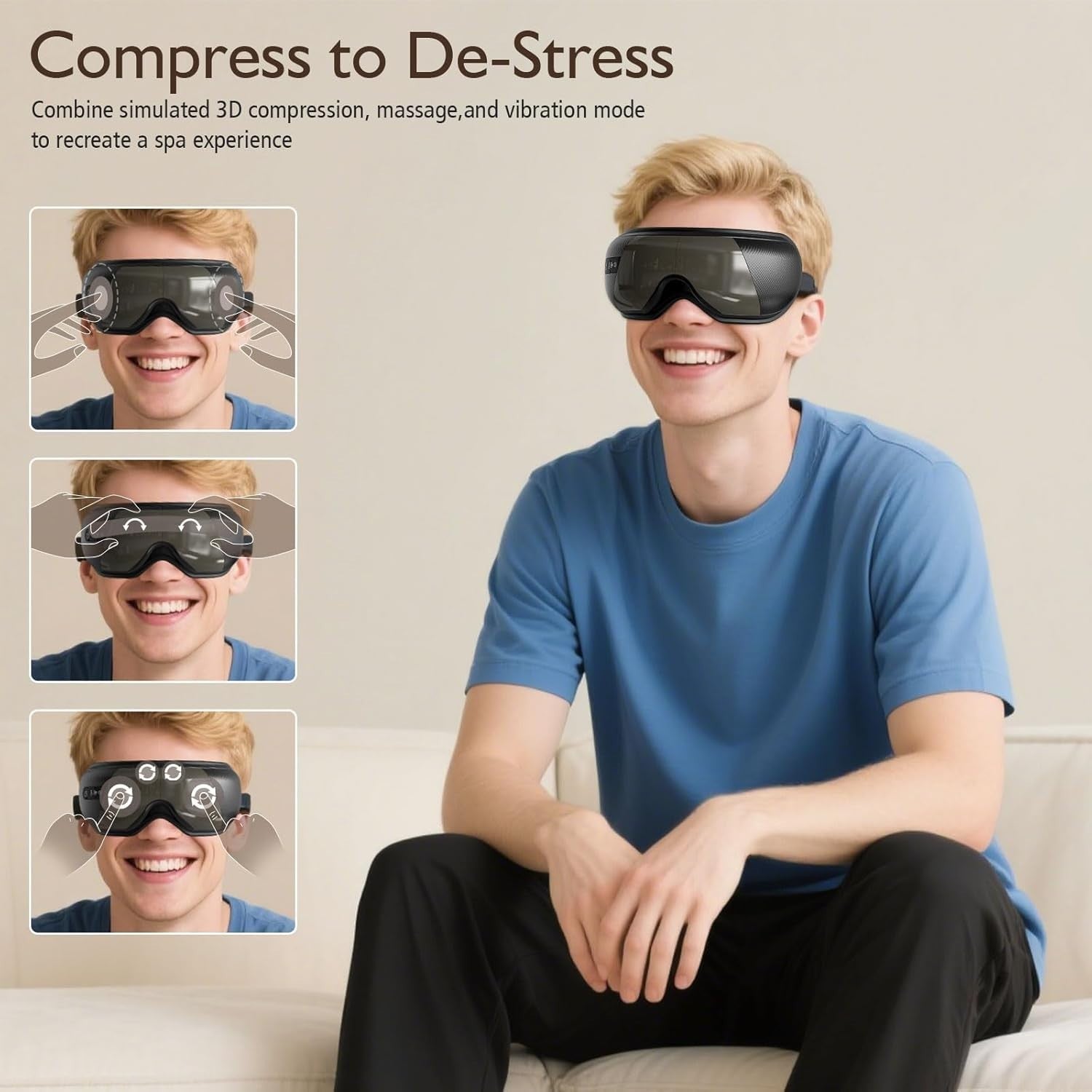 Heated Eye Massager Bluetooth Sleep Mask Dry Eyes Migraine Relief