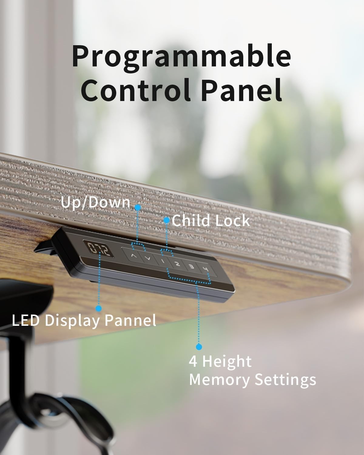 Rustic Brown 120x60cm Electric Standing Desk w/ 4 Memory Settings & Quiet Motor