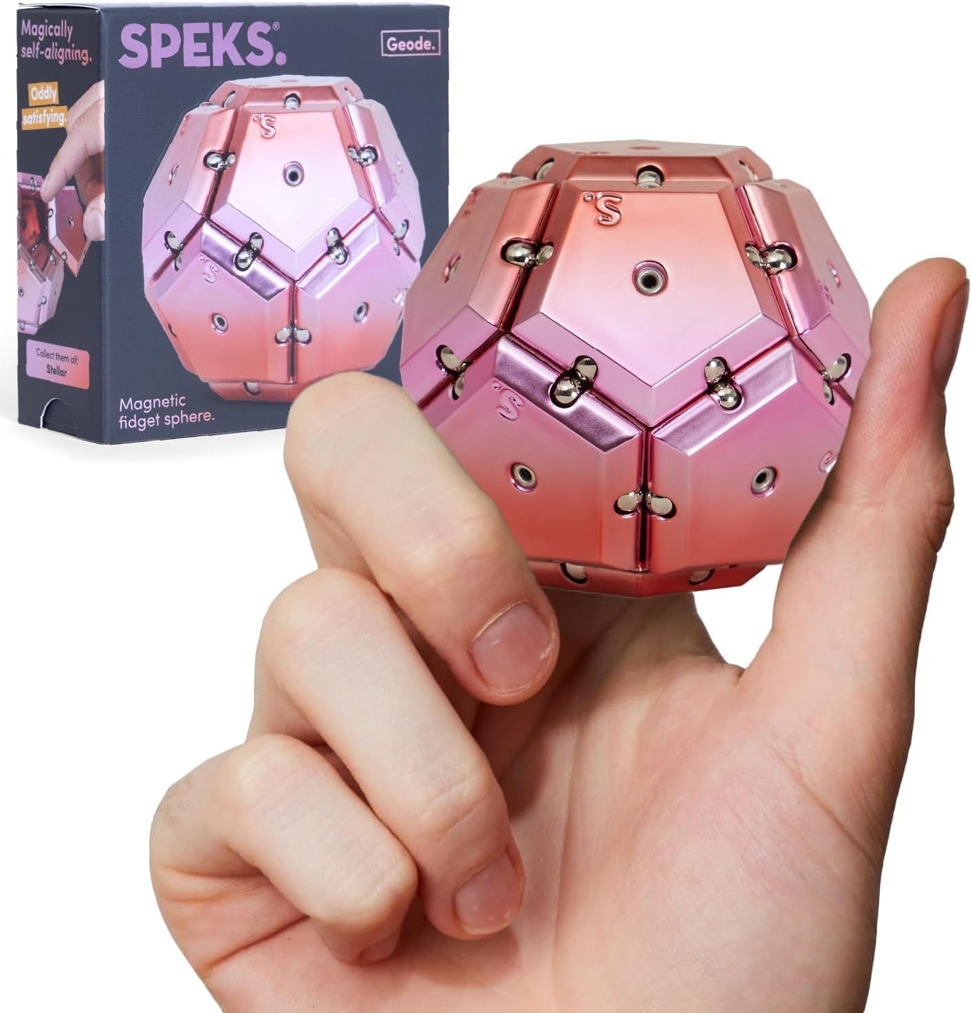 Pink Magnetic Fidget Sphere Desk Toy Stress Relief Sensory