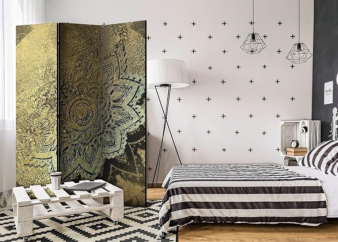 Mandala Abstract Room Divider 135x172cm Folding Privacy Screen 3 Panel