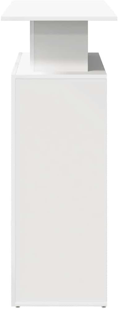White Reception Desk 100x40x104cm Modern Office Counter with Storage Shelf