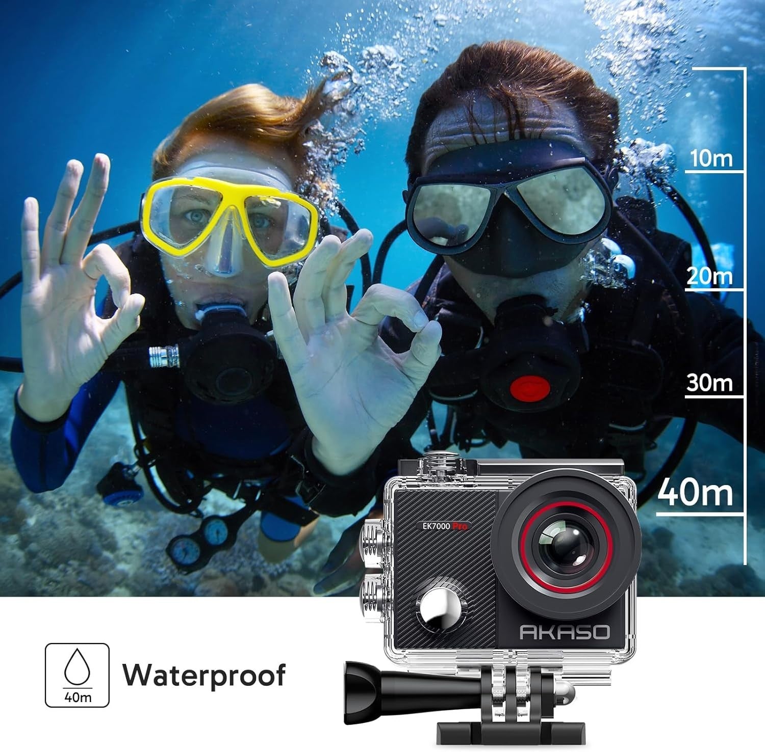 4K Action Camera Waterproof 40M WiFi Touchscreen Sports Cam Kit