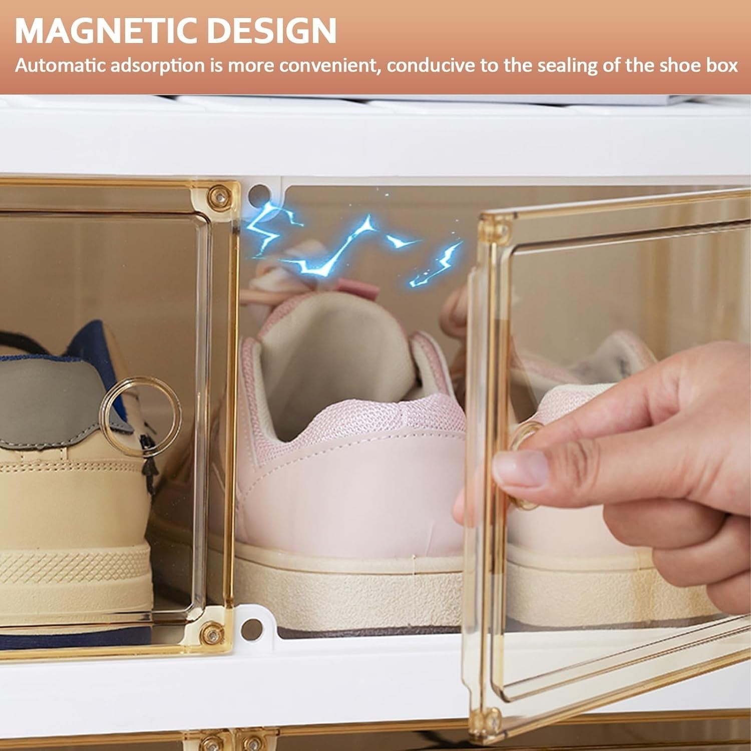 6-Tier Foldable Shoe Cabinet with Transparent Doors, 87x34.5x117 cm