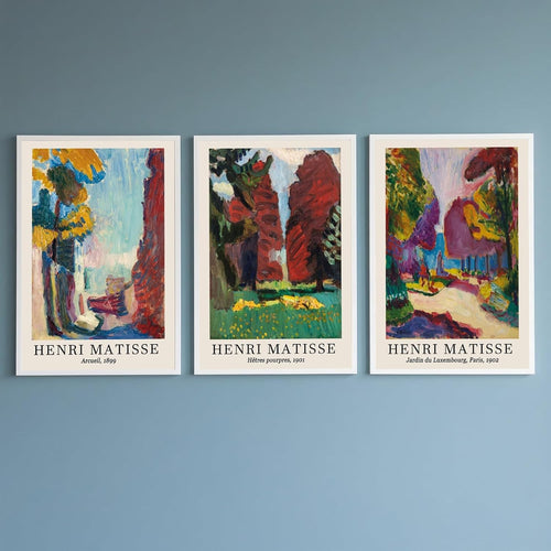 Abstract Landscape Wall Art Set of 3 Vintage Canvas Prints Unframed 40x50cm