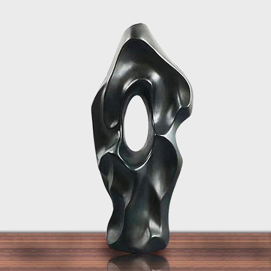 Modern Abstract Black Ceramic Floor Vase Tall Sculptural Home Decor