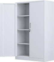 Tall Metal Storage Cabinet Lockable 3 Shelf Office Garage Cupboard