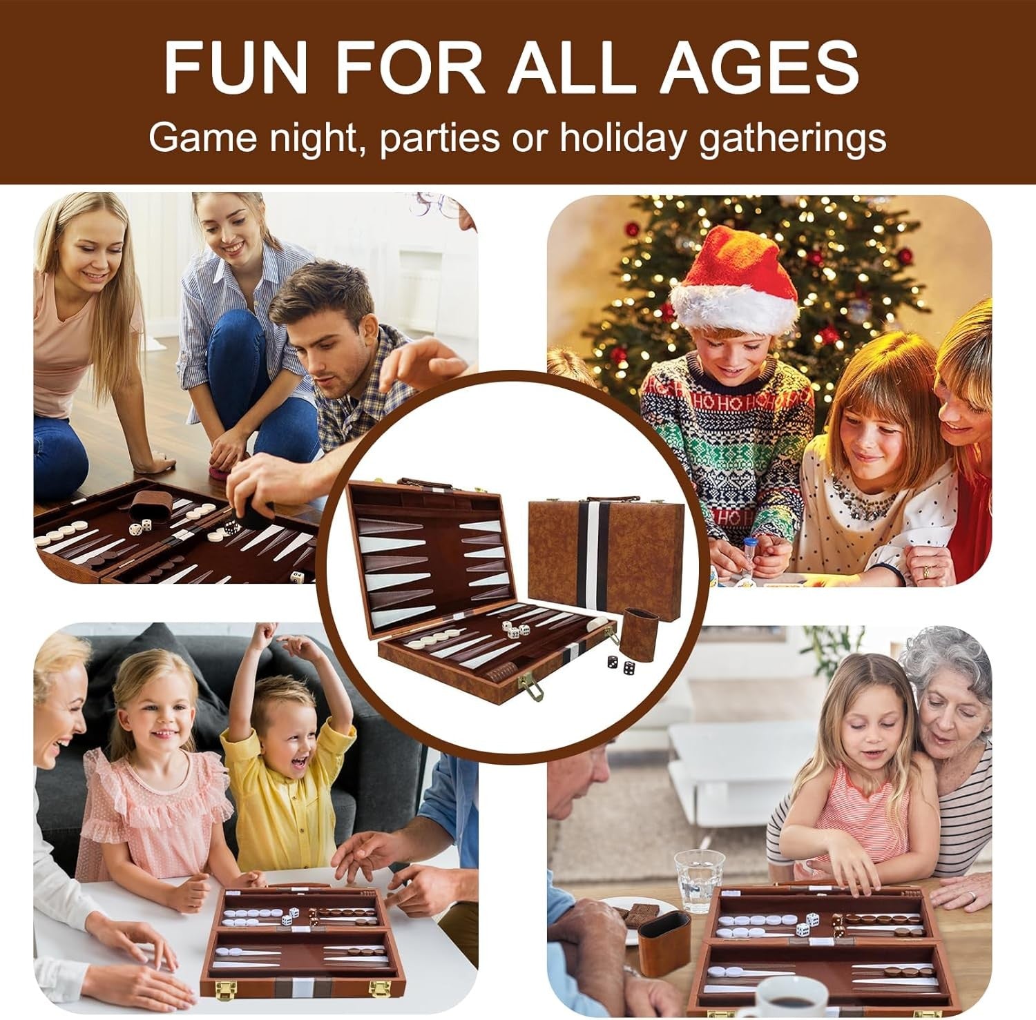 Luxury Backgammon Set 11” Portable Leather Case Classic Travel Board Game