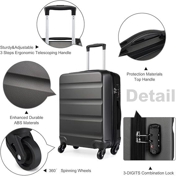 66cm ABS+PC Checked Suitcase Lightweight Spinner Trolley TSA Secure Lock