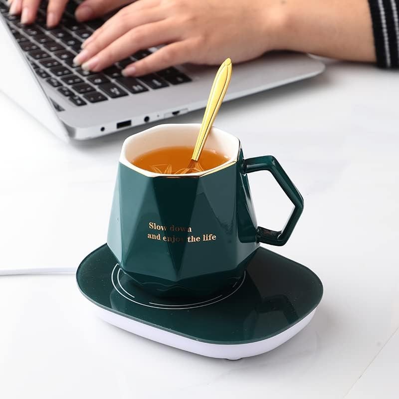 Coffee Mug Warmer with Mug Set Electric Desk Heater Green