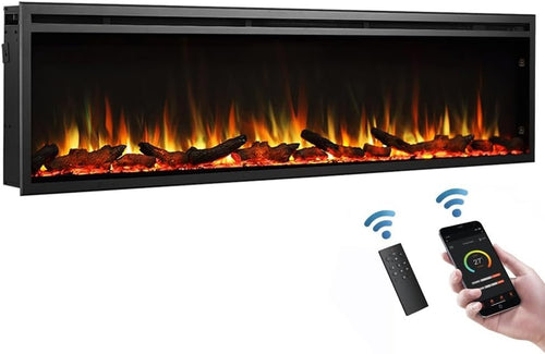 72" Wall Mount Electric Fireplace Multi Flame Colors 750W-1500W Heat