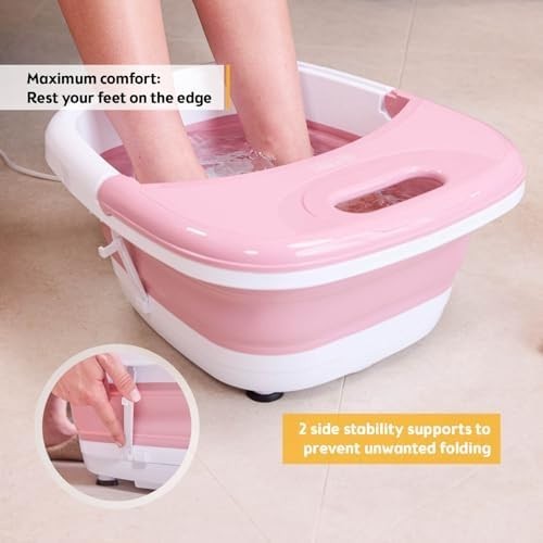 Foldable Electric Foot Spa Massager With Heat Bubbles Infrared Rollers