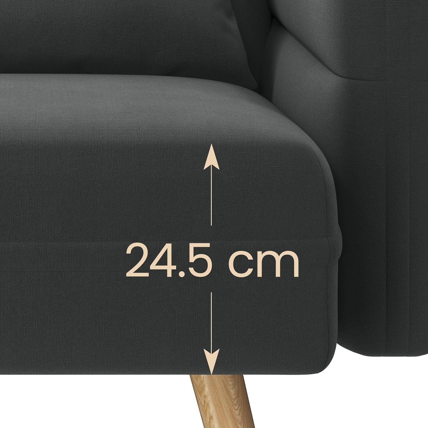 Modern Fabric Tub Armchair with Lumbar Pillow Side Pockets Grey