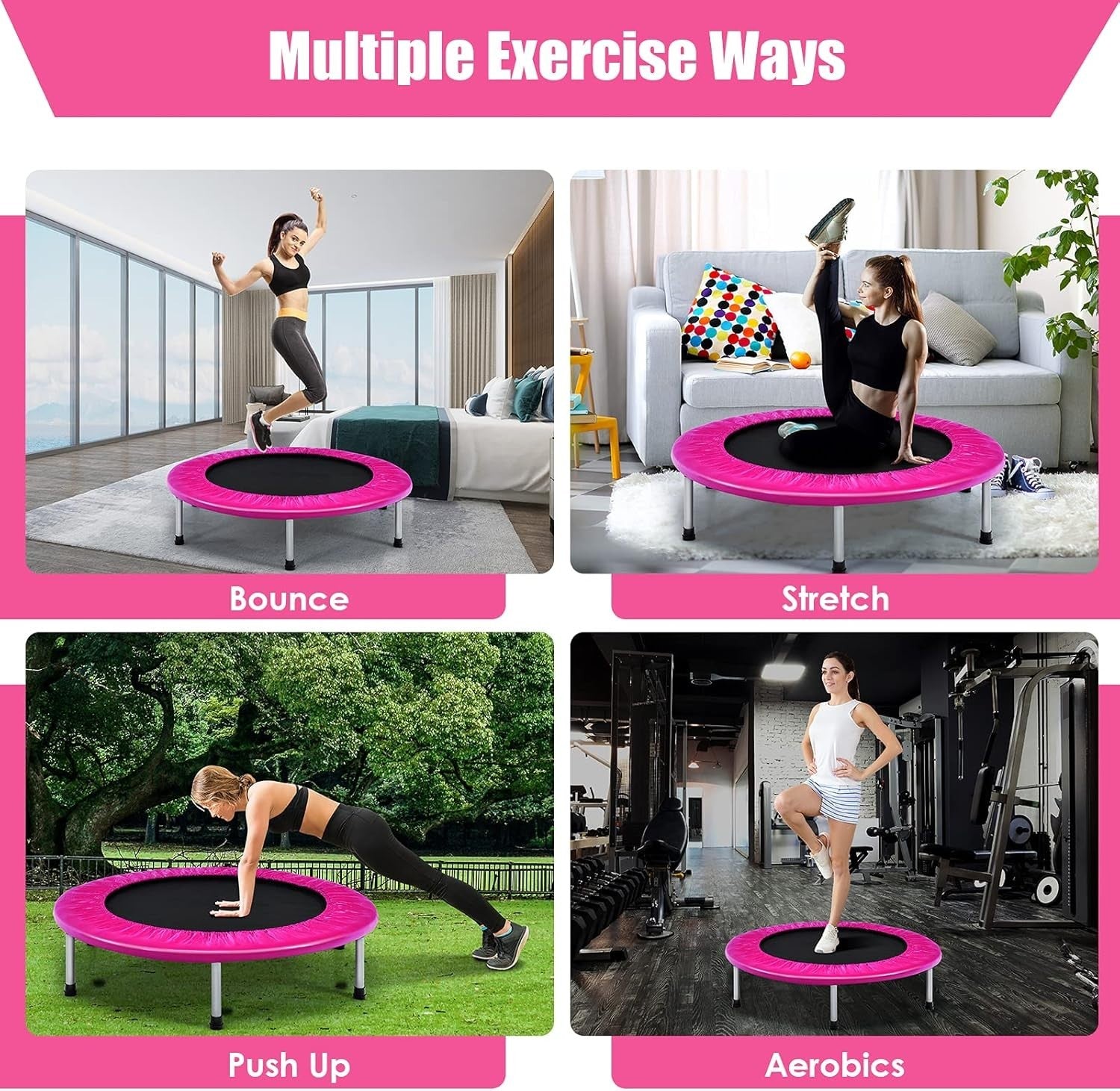 38in Foldable Fitness Rebounder Trampoline PVC Cover Indoor Outdoor
