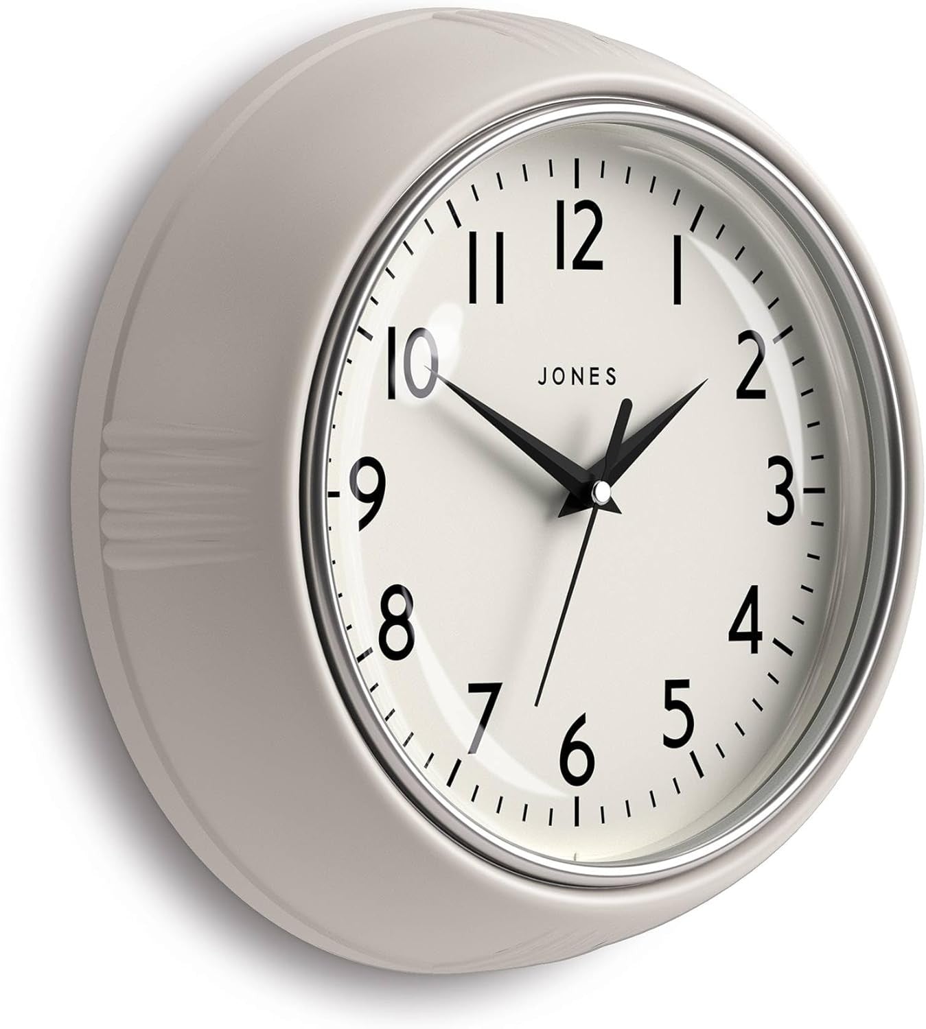 25cm Light Grey Retro Wall Clock | Easy Read Silent Quartz Clock for Home Kitche