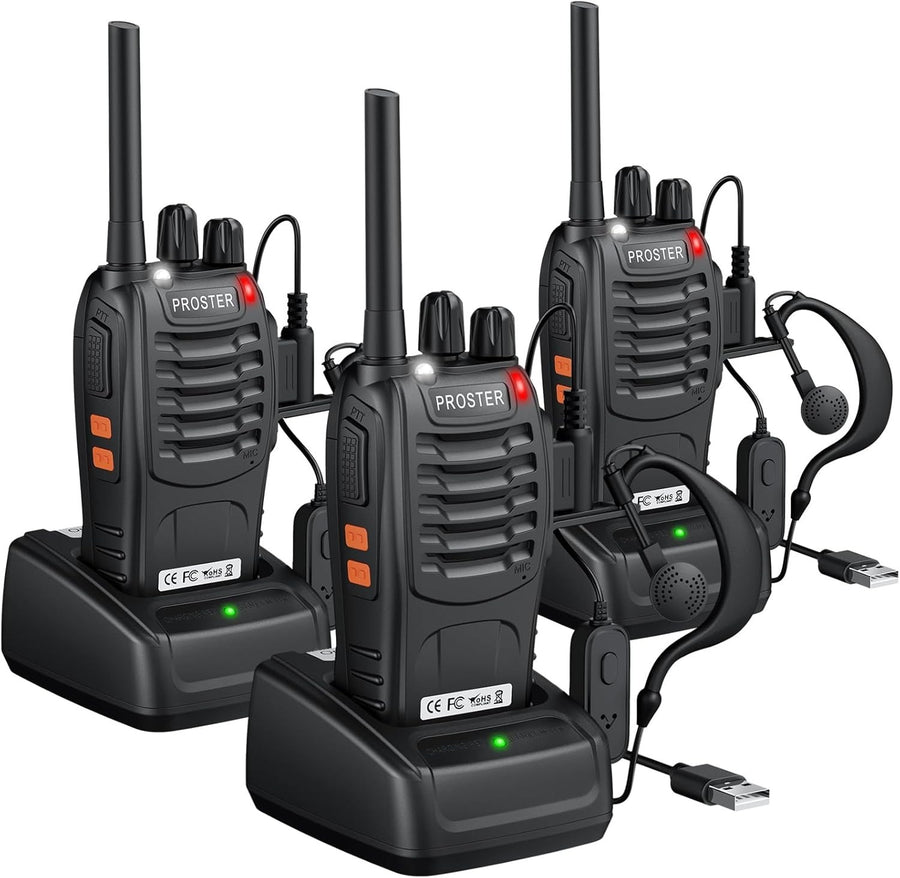 Proster Walkie Talkies 3 Pack Long Range PMR446 Rechargeable VOX Radio