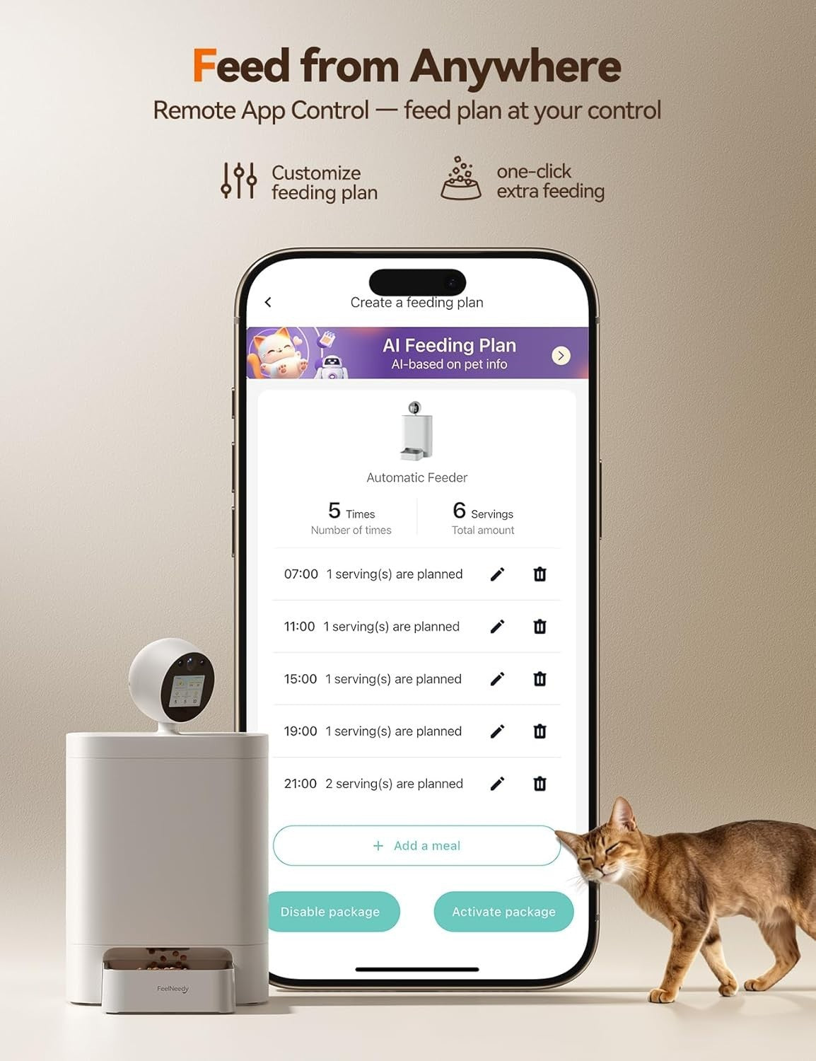 Smart Automatic Cat Feeder Camera 2K WiFi App Control 5.5L Food Dispenser