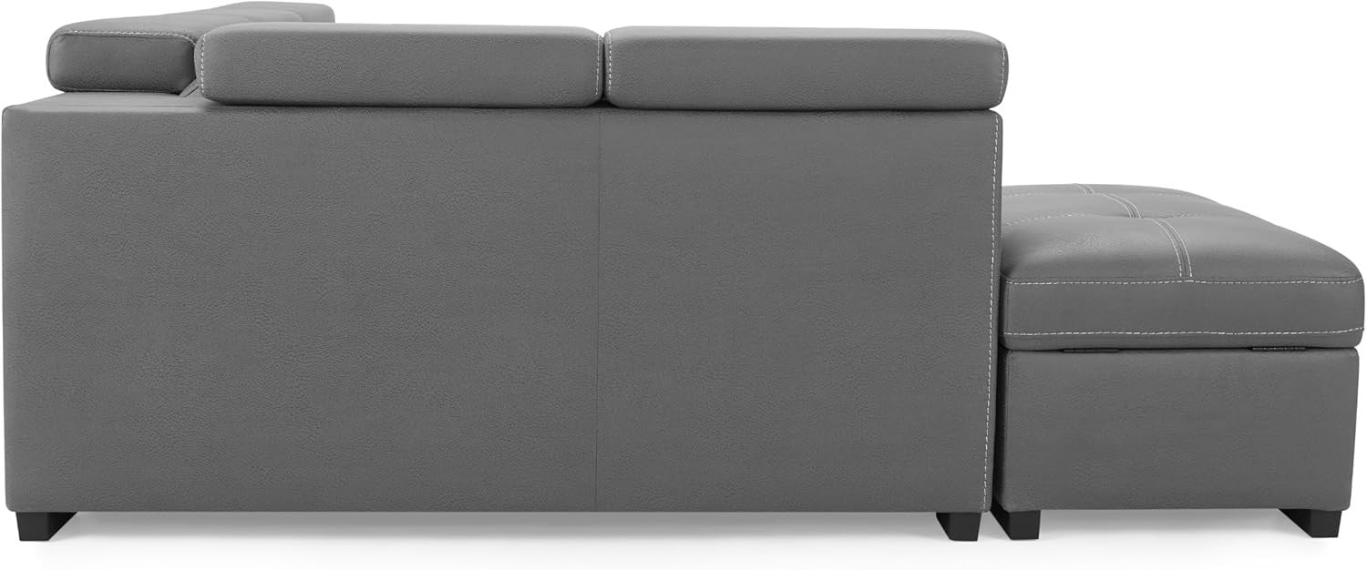 Grey Air Leather Corner Sofa Left Hand – Storage, Footstools, Headrests