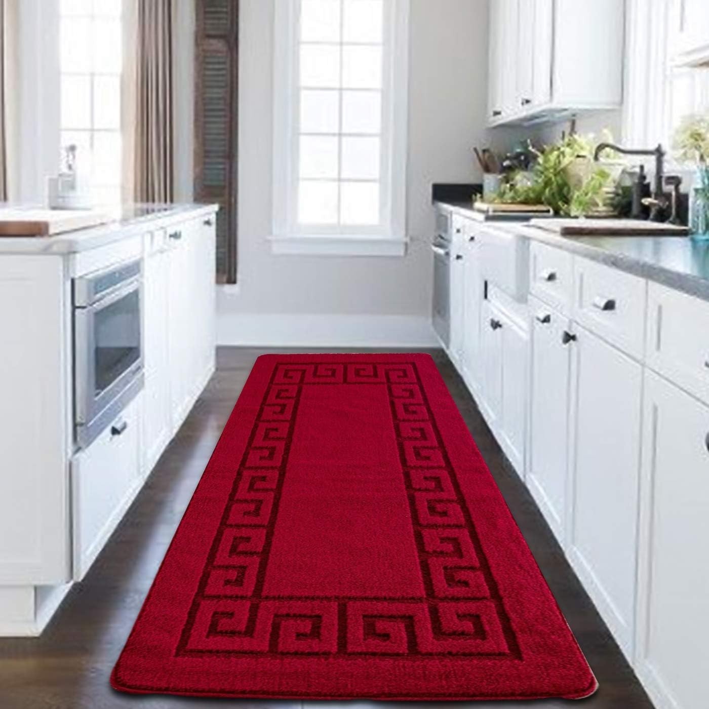 Extra Long Hallway Runner Rug 80x300cm Non Slip Waterproof Red Floor Mat
