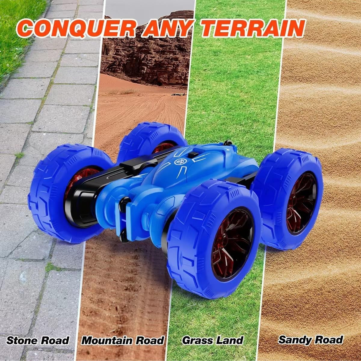 4WD 360° RC Stunt Car w/ LED Lights | Flip Spin Dual-Sided Remote Toy Kids