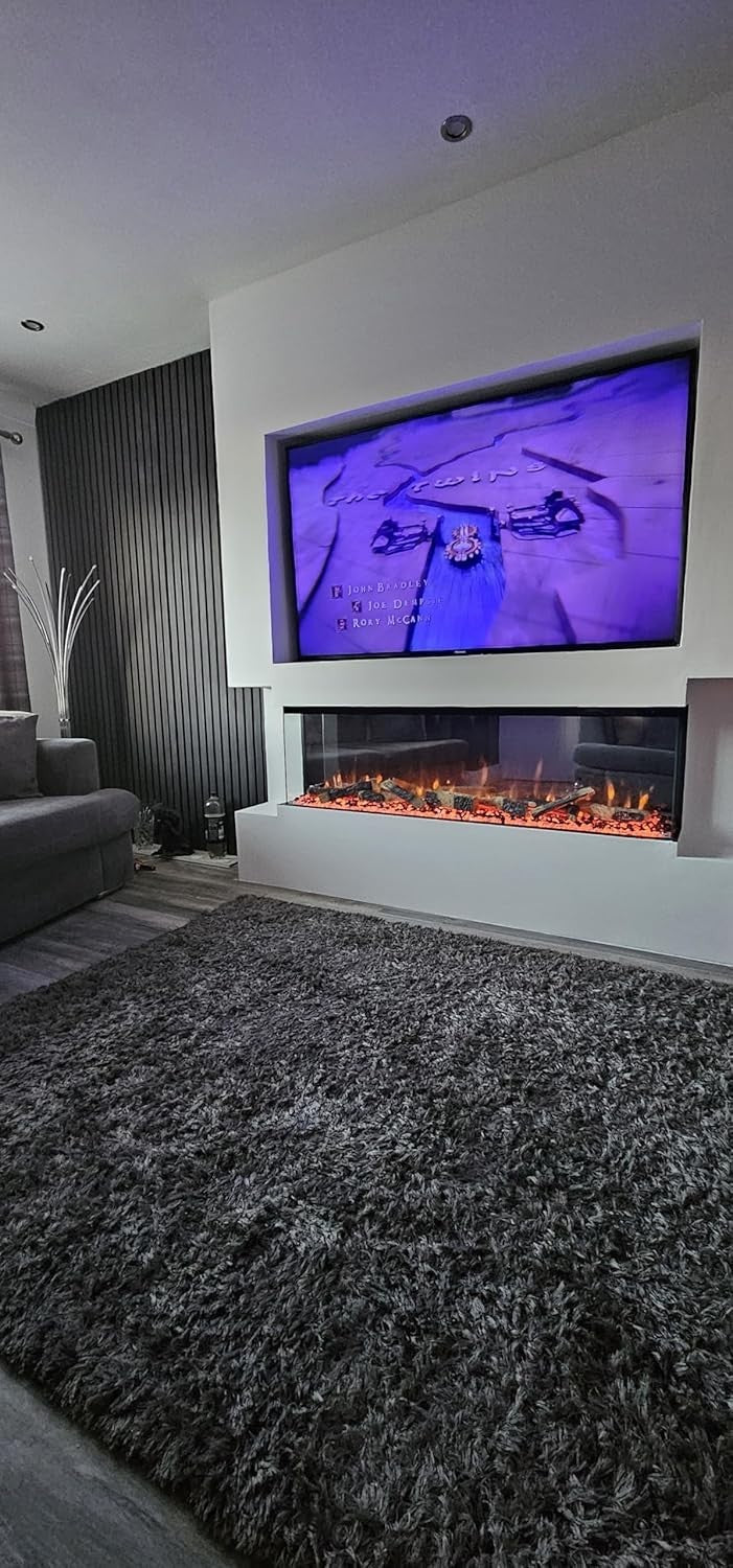 60" 3-Sided Built In Electric Fireplace Wall Mount Media Feature LED