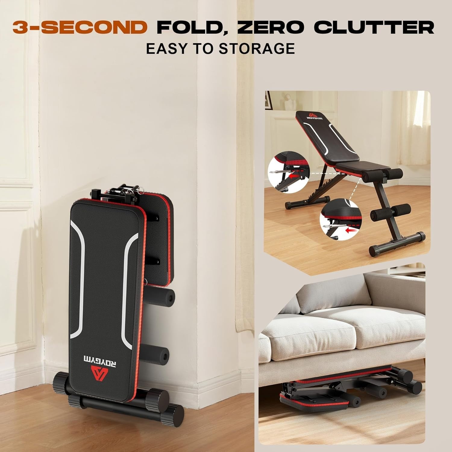 Folding Adjustable Weight Bench 300kg Incline Flat Home Gym Workout