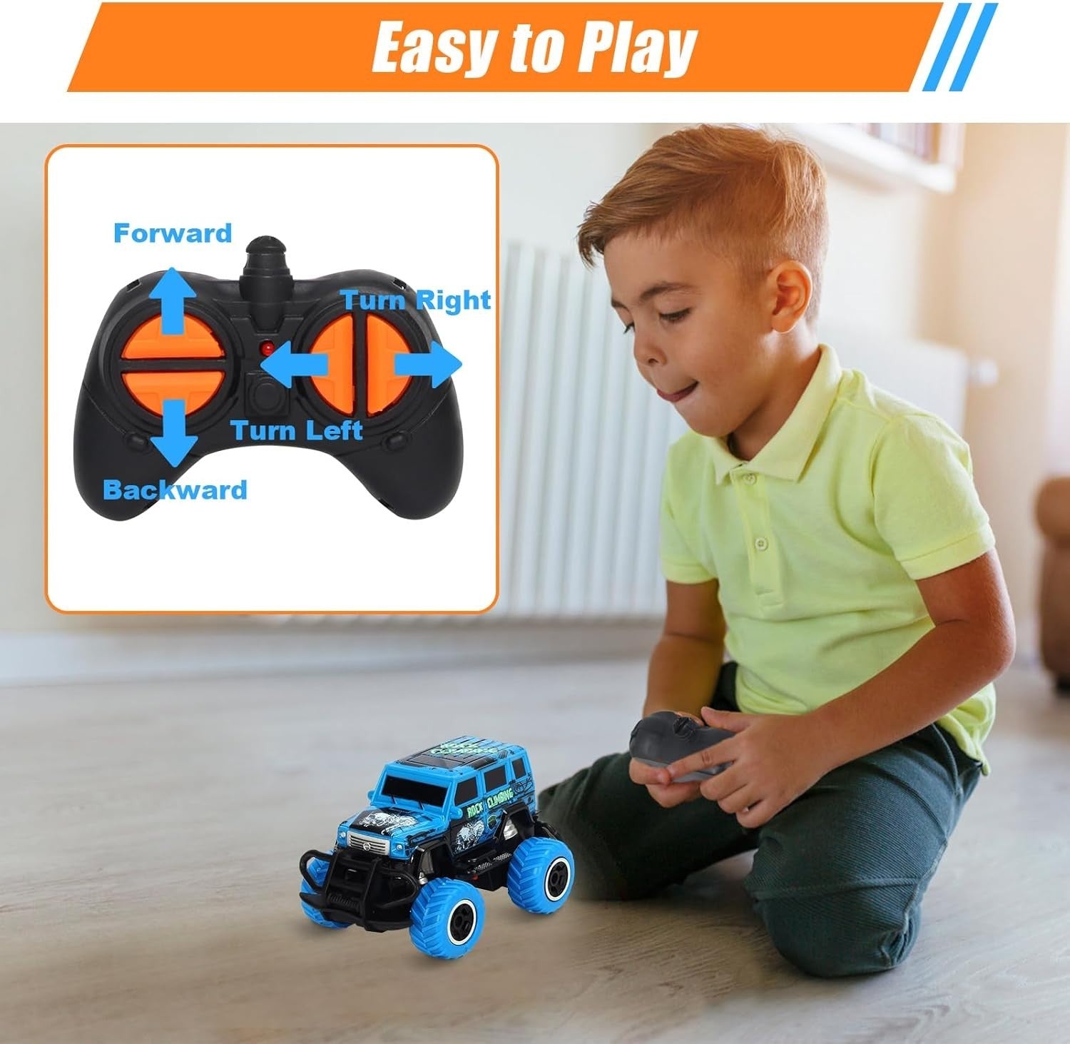 Cartoon Remote Control Toy for Ages 3–6, Safe Durable Off-Road Racing