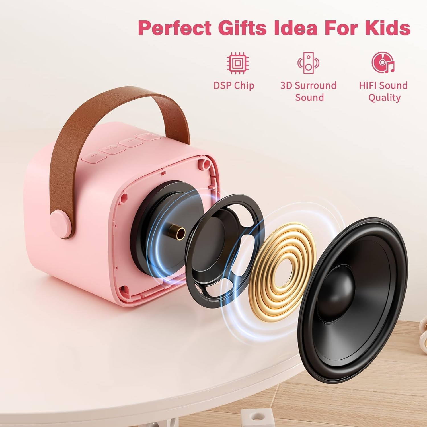 Mini Karaoke Machine with 2 Wireless Mics Kids Bluetooth
