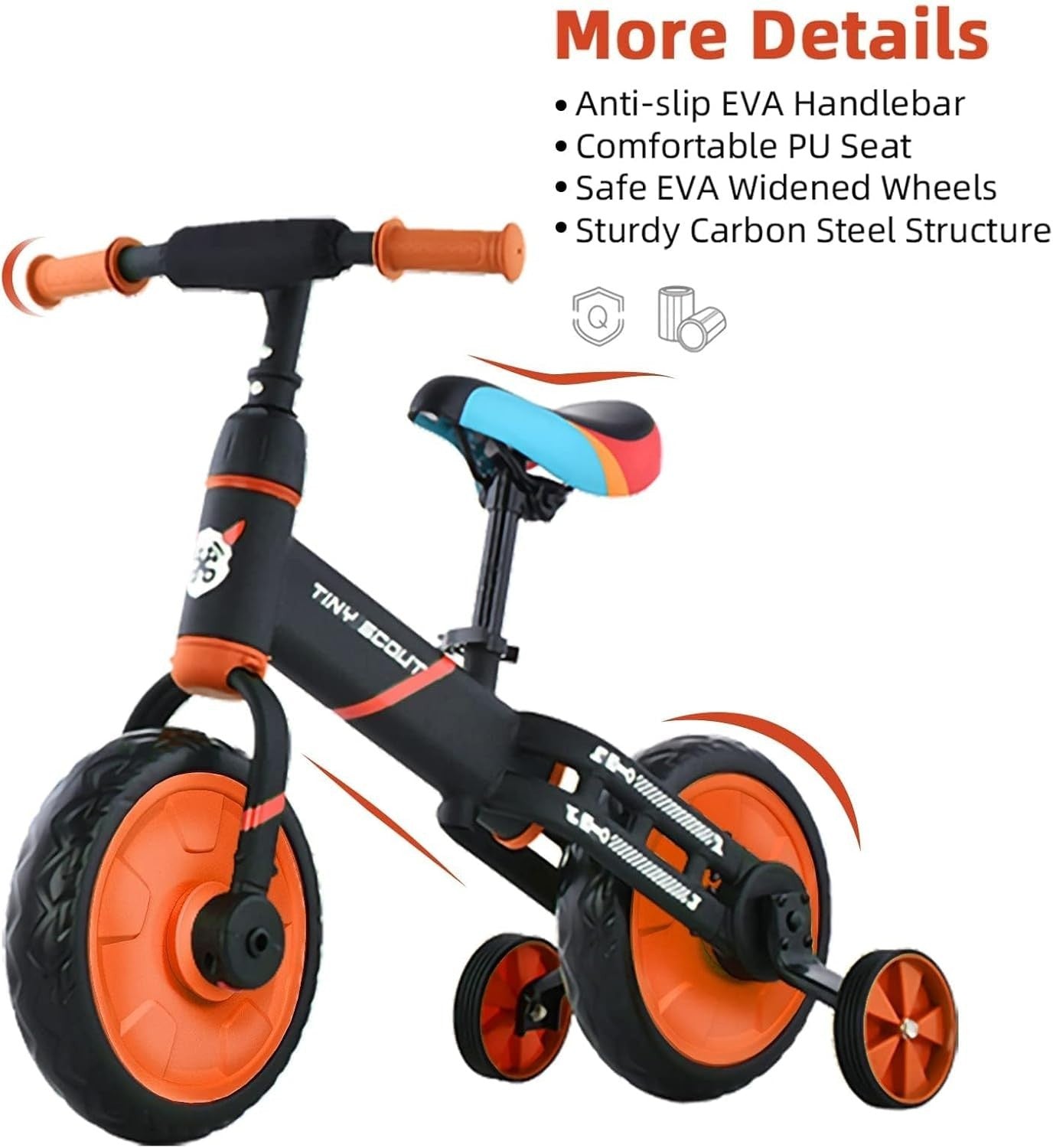 4 in 1 Kids Balance Bike 12" Pedal Tricycle Training Wheels Toddler Bike